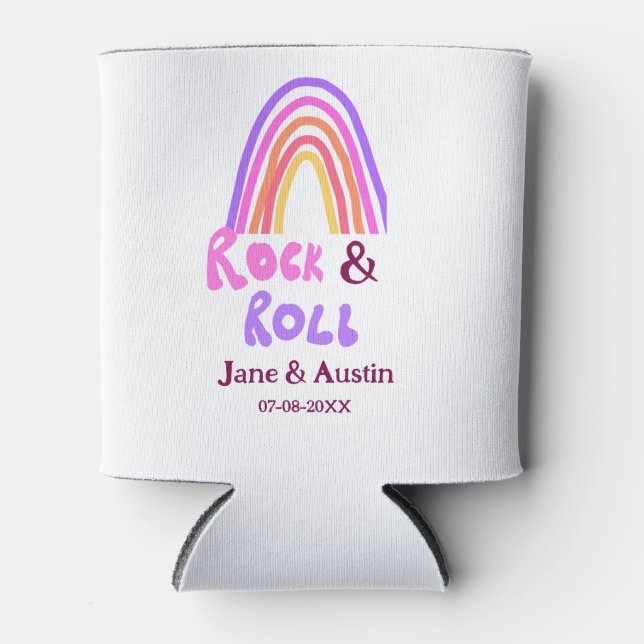 Rock & roll wedding add couple name retro rainbow  dosenkühler (Vorderseite)