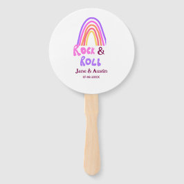 Rock & roll wedding add couple name retro rainbow  fächer