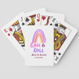 Rock & roll wedding add couple name retro rainbow  spielkarten