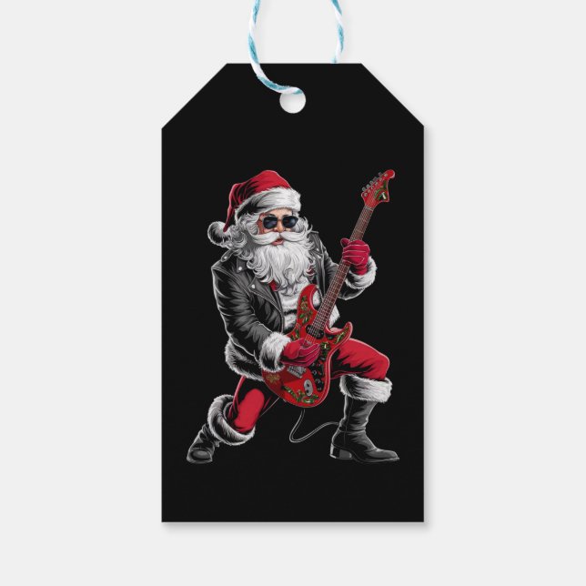 Rock & Roll Weihnachtsmann-Claus Gitarrist Geschenkanhänger (Rückseite)