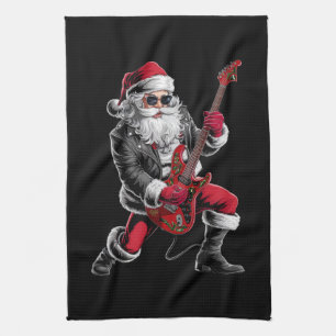 Rock & Roll Weihnachtsmann-Claus Gitarrist Geschirrtuch