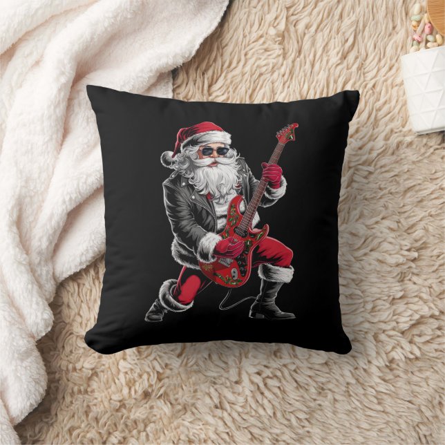 Rock & Roll Weihnachtsmann-Claus Gitarrist Kissen (Decke)