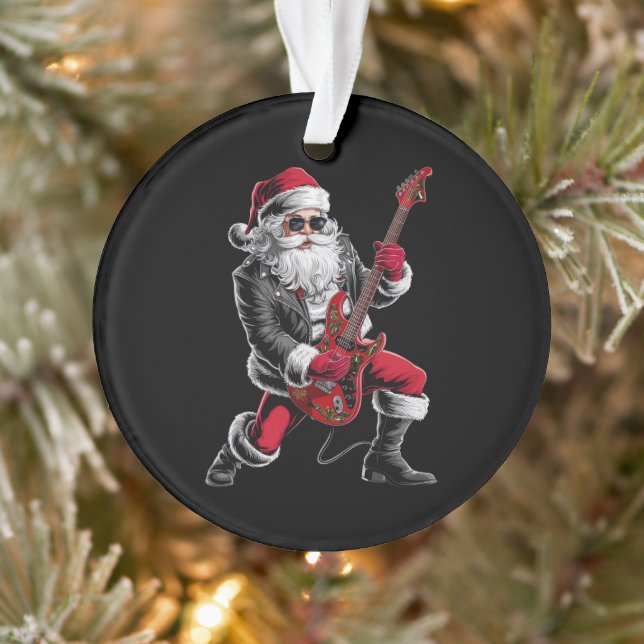 Rock & Roll Weihnachtsmann-Claus Gitarrist Ornament (Baum)