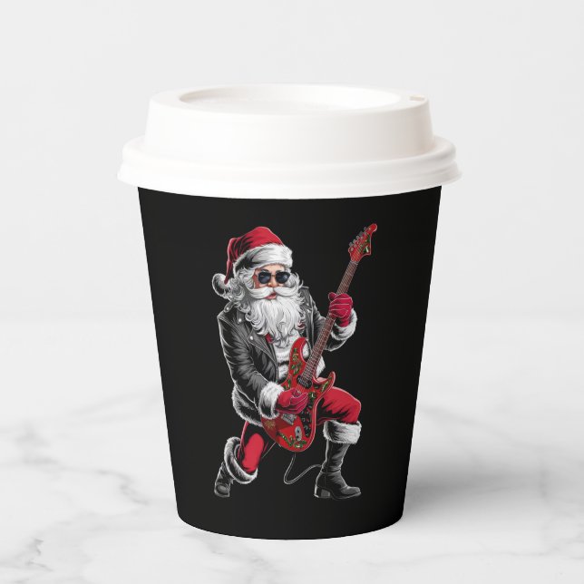 Rock & Roll Weihnachtsmann-Claus Gitarrist Pappbecher (Vorderseite)