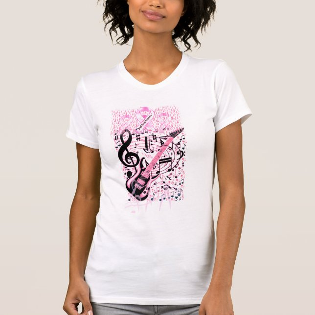 Rock & Rolling für Brustkrebs T-Shirt (Vorderseite)