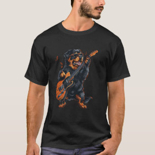 Rock Rottweiler Hund spielt lustig Gitarre Gitarre T-Shirt
