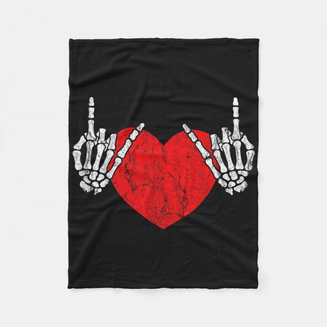 Rock Skeleton Hand Heart Rock and Roll Fleecedecke (Vorderseite)
