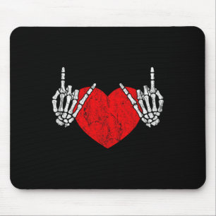 Rock Skeleton Hand Heart Rock and Roll Mousepad