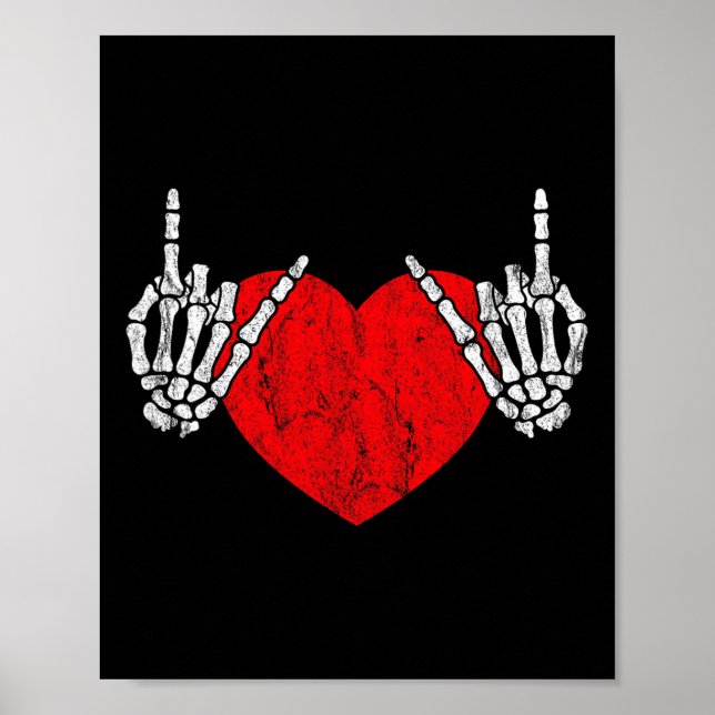 Rock Skeleton Hand Heart Rock and Roll Poster (Vorne)