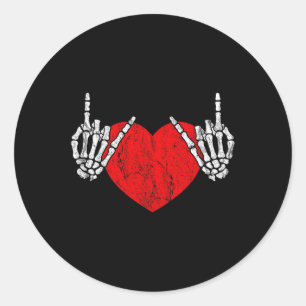 Rock Skeleton Hand Heart Rock and Roll Runder Aufkleber