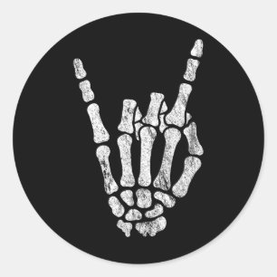 Rock Skeleton Hand Rock'n'Roll Metal Distressed Ha Runder Aufkleber