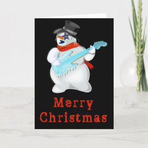 Rock Snowman Misical Christmas Card Karte