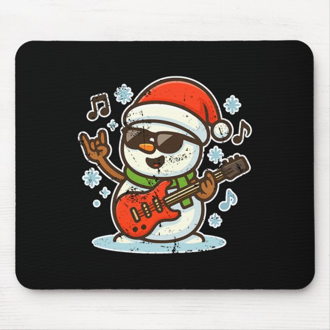 Rock Snowman With Guitar Premium Tri-blend  Mousepad (Vorne)
