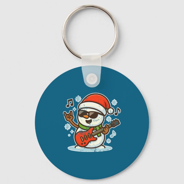 Rock Snowman With Guitar Premium Tri-blend  Schlüsselanhänger (Vorderseite)
