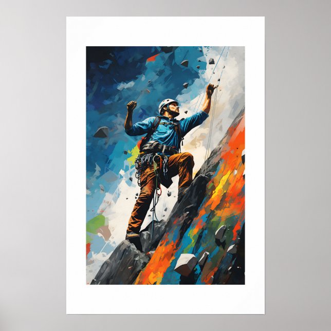 Rock Sport Escalade Wall Climber Peinture Poster (Devant)