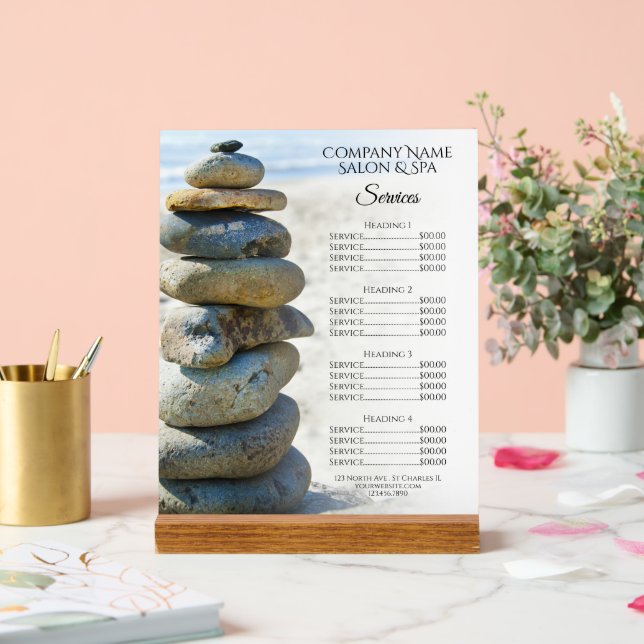 Rock Stack Cairn Spa Salon Services Menu (Mariage)