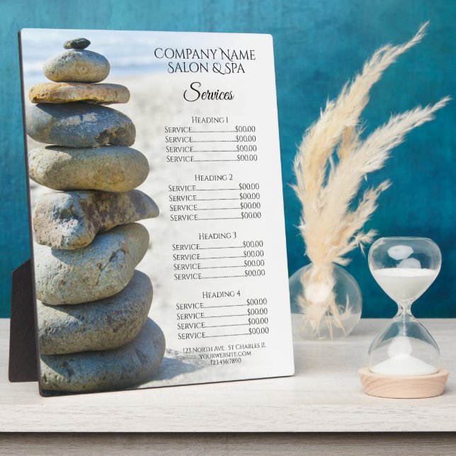 Rock Stack Cairn Wellness-Center Salon Services Me Fotoplatte (Seite)