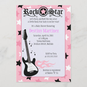 ROCK STAR 12x18 Rocker Kinderdusche Einladung