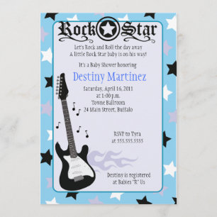 ROCK STAR 5x7 Baby shower Rocker Invitation