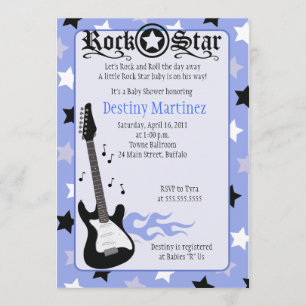 ROCK STAR 5x7 Baby shower Rocker Invitation