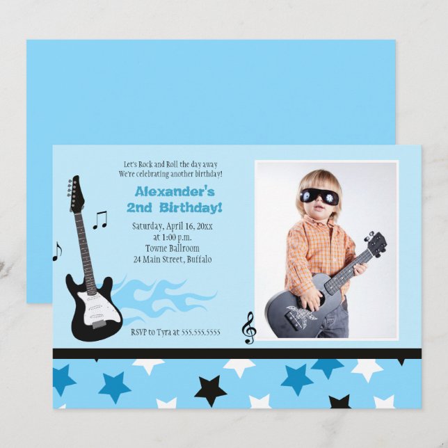 ROCK STAR 5x7 Rocker Anniversaire Photo Invitation (Devant / Derrière)