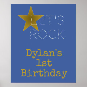 Rock Star Anniversaire Bienvenue Poster Blue Gold