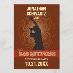Rock Star Bar Mitzvah Einladung in Brown