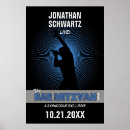 Rock Star Bar Mitzvah Poster Black Silver Blue