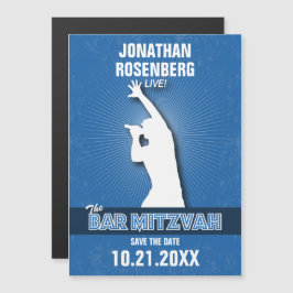 Rock Star Bar Mitzvah Save the Date in Blue Magneteinladung
