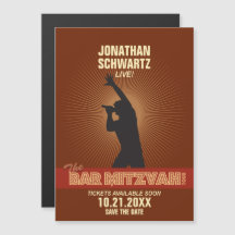 Rock Star Bar Mitzvah Save the Date in Brown