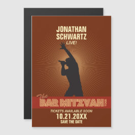 Rock Star Bar Mitzvah Save the Date in Brown Magneteinladung