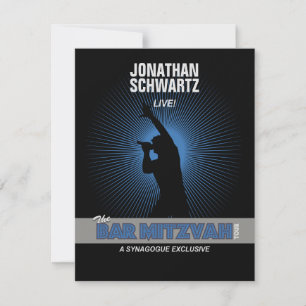 Rock Star Bar Mitzvah UAWG Reply Black Silver RSVP Karte