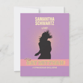 Rock Star Bat Mitzvah Reply Card Lila Rosa RSVP Karte
