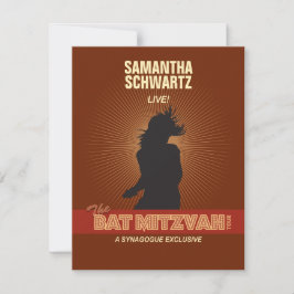 Rock Star Bat Mitzvah UAWG Repcard in Brown RSVP Karte