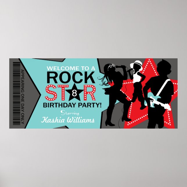 Rock Star Birthday Banner Poster (Vorne)
