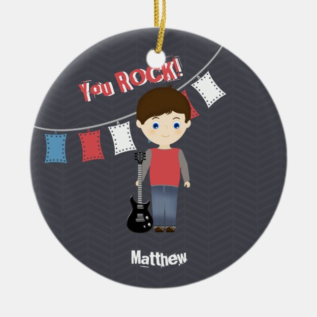 Rock Star Birthday Boy Keramik Ornament (Vorne)