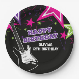 Rock Star Birthday Gitarren Stars Pink Lila Papier Pappteller