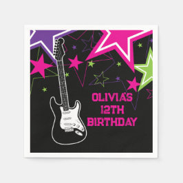 Rock Star Birthday Gitarren Stars Pink Lila Serviette