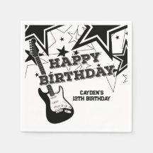 Rock Star Birthday Guitar Schwarz-weiß Stars