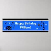 Rock Star Boy Birthday Banner 40x12