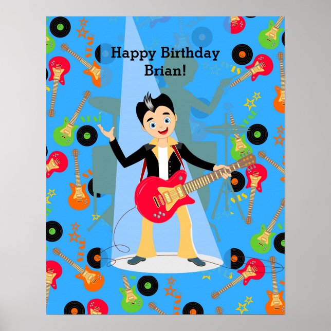 Rock Star Boy Geburtstagsparty Poster (Vorne)