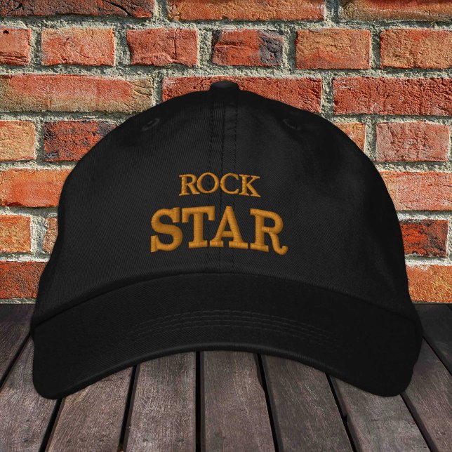 ROCK STAR brodé baseball casquette or / noir (Créateur téléchargé)