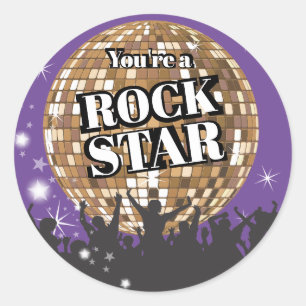 Rock Star Disco Ball Anstellungsaufkleber Runder Aufkleber