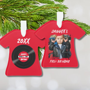 Rock Star Erstgeburt Vinyl Record Roter T - Shirt Ornament