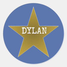 Rock Star Geburtstagsparty Name Stickers Blue Gold