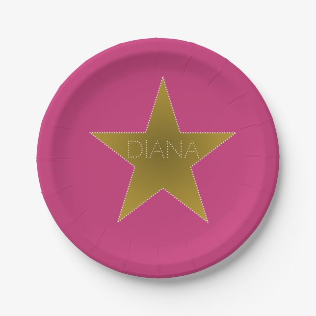 Rock Star Geburtstagsparty Teller Pink Gold (Vorderseite)