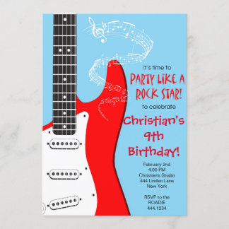 Rock Star Gitarre Geburtstag Einladungen