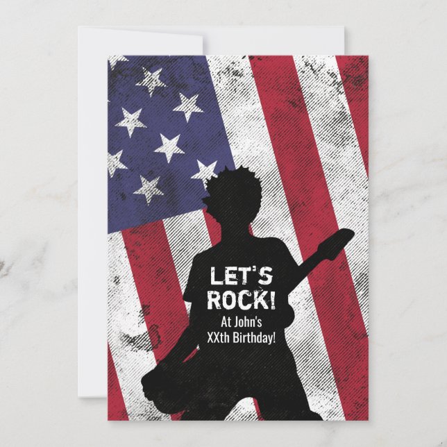 Rock Star Gitarre Grunge Geburtstagsparty Einladung (Vorderseite)