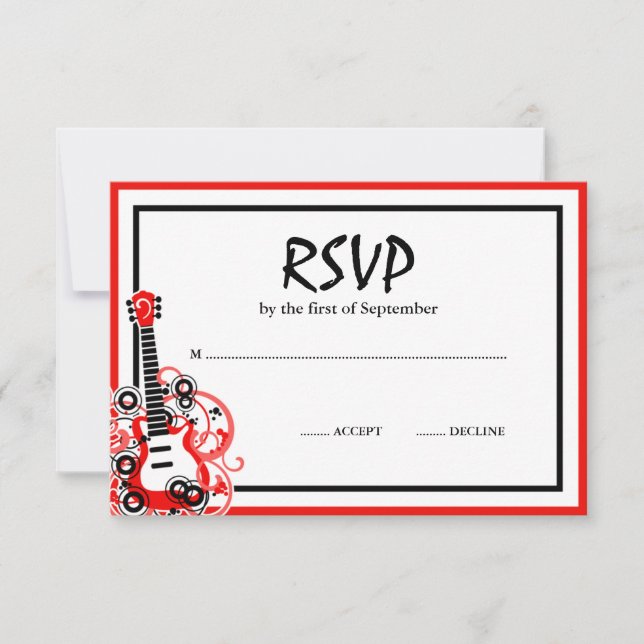Rock Star Gitarre Red Black UAWG RSVP Karte (Vorderseite)