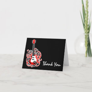 Rock Star Gitarre Rot und Schwarz Vielen Dank Hinw Dankeskarte